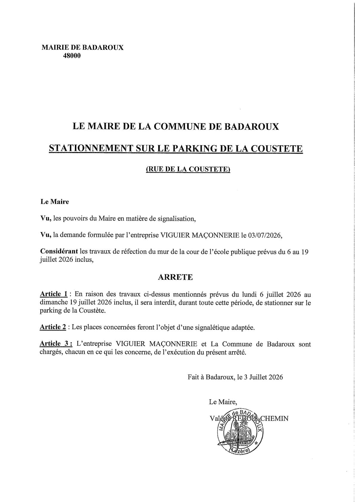 Interdiction stationnement Rue de la Coustète-1