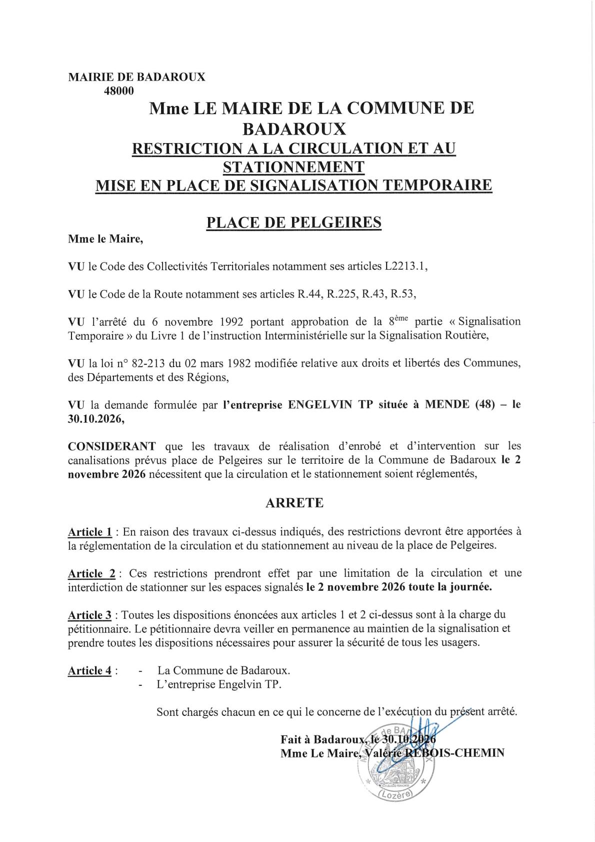 Restriction circulation stationnement Pelgeires 30.10.26-1
